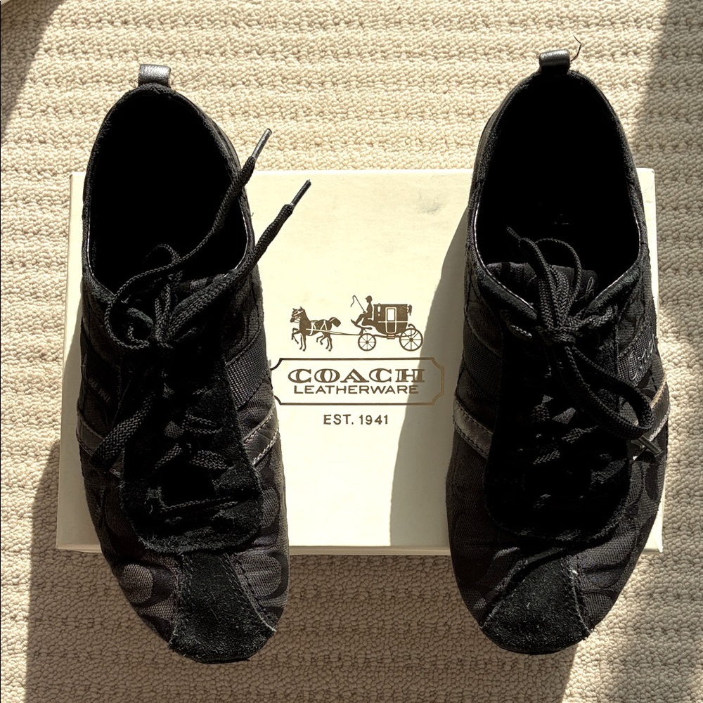 Coach Belina Black and Gunmetal Sneakers with Box